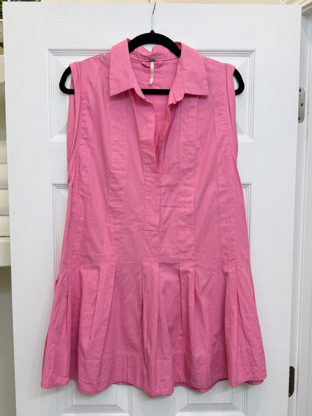 Free People Naomi Mini Pink Sleeveless Collared Shirt Dress Size S - Picture 3 of 5